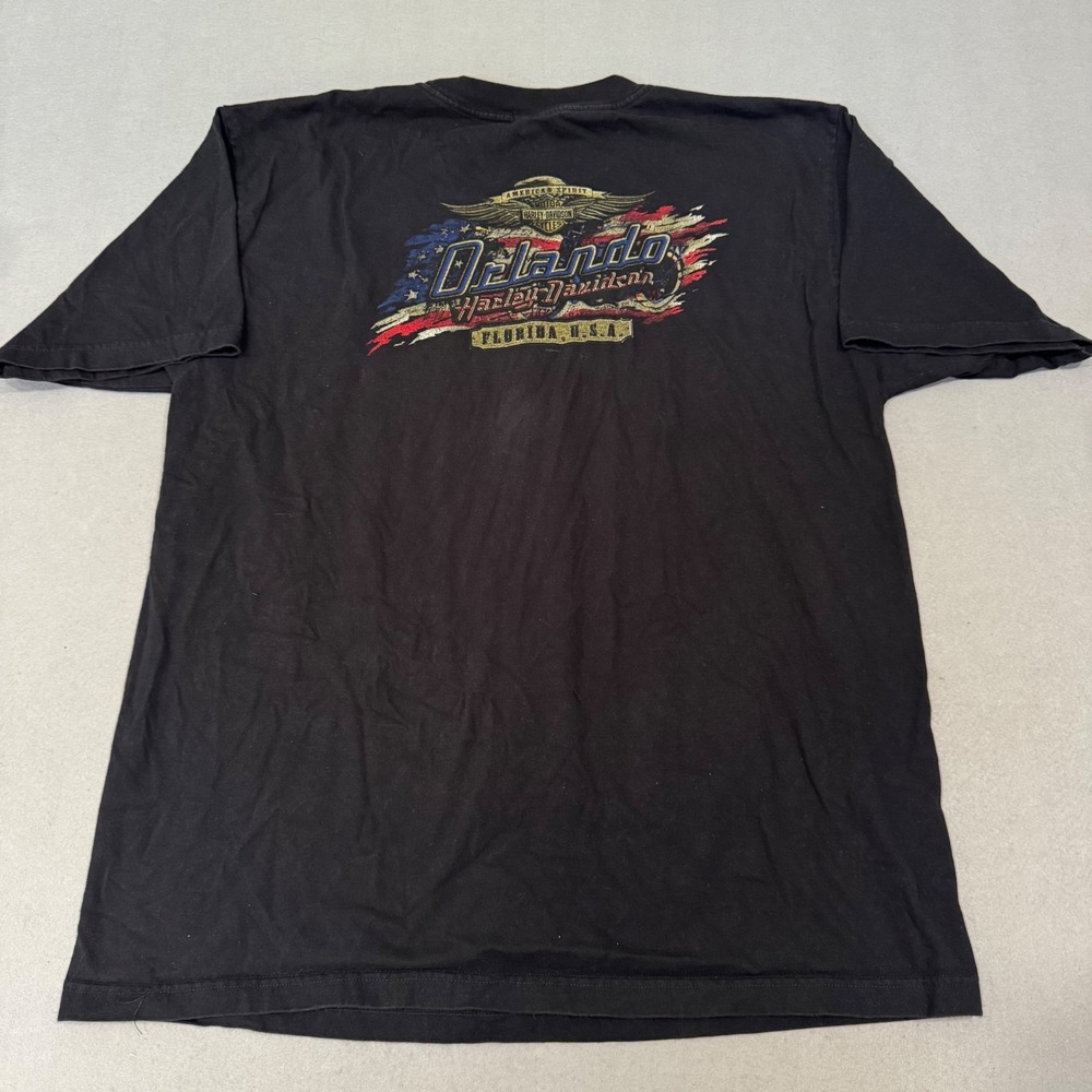 Harley-Davidson Graphic T-Shirt Mens 2XL Black Orlando Florida Flame 2006 Vtg